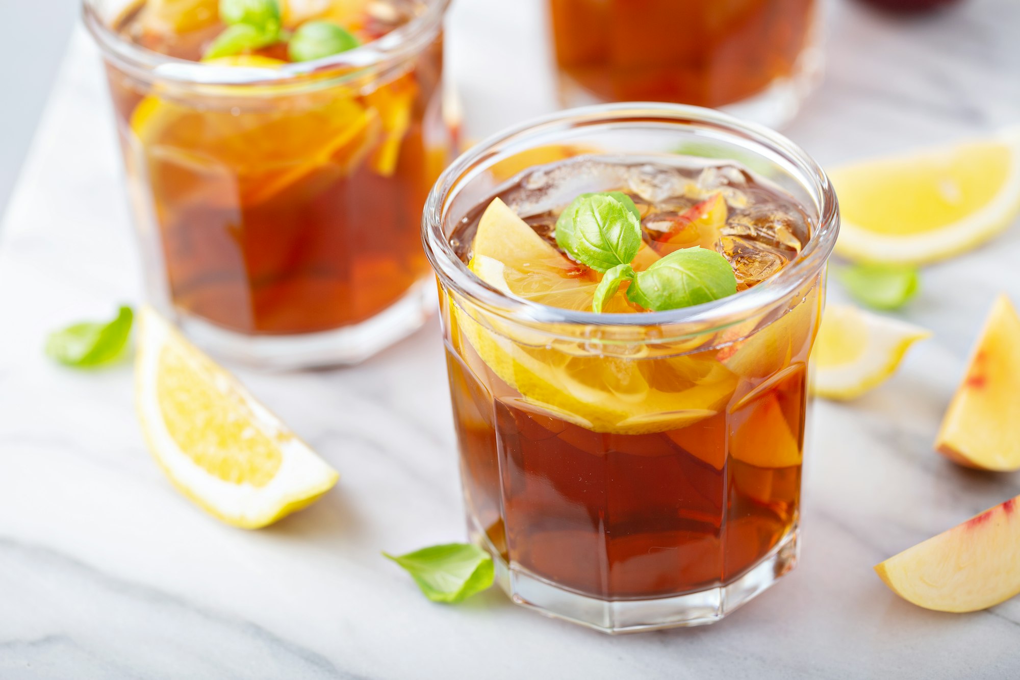 Peach and lemon ice tea